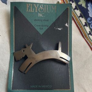 Vintage Modernist Sterling Silver Scottie Dog Brooch